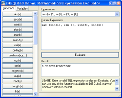 DISQLite3 Mathematical Expression Evaluator Demo Application